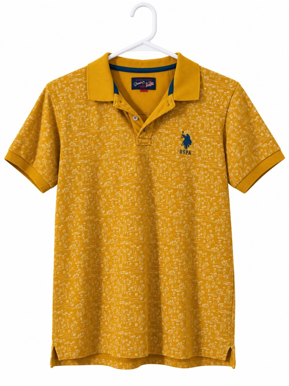 U.S. Polo Assn. Men’s Mustard Yellow Printed Polo